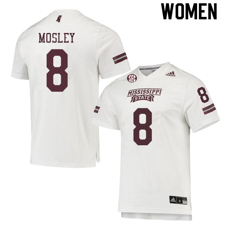 Women #8 Jordan Mosley Mississippi State Bulldogs College Football Jerseys Sale-White - Click Image to Close